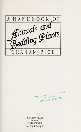 Handbook of Annuals and Bedding Plants