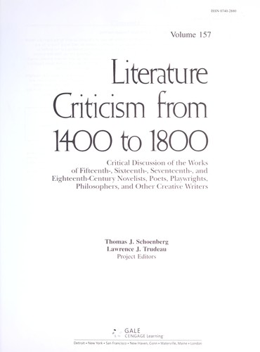 Literature criticism from 1400 to 1800