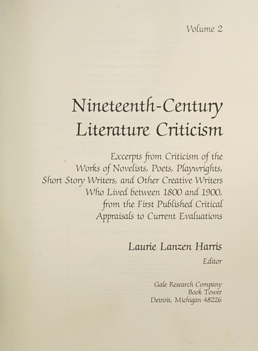Nineteenth-Century Literature Criticism, Vol. 2