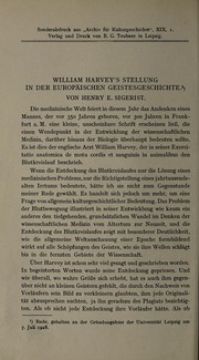 William Harvey's Stellung in der Europäischen Geistesgeschichte