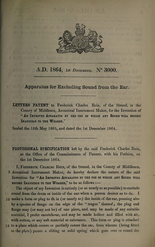 Specification of Frederick Charles Rein