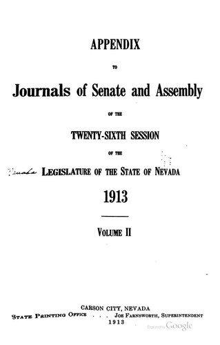 Appendix to Journals of Senate and Assembly ... of the Legislature