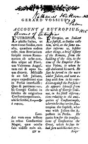 Eutropii Historiæ Romanæ Breviarium: Cum Versione Anglica, in Qua Verbum de Verbo Exprimitur ...