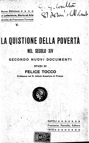 La quistione della povertà nel secolo XIV