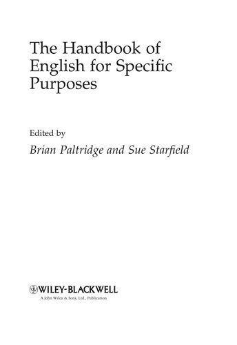 The handbook of English for specific purposes