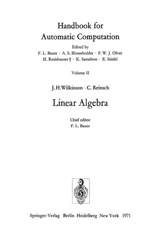 Handbook for Automatic Computation