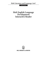 Literature and Language Arts English Language Development Interactive Reader Grade 10