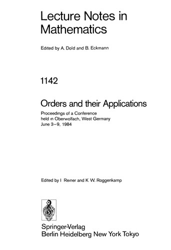Orders and their applications