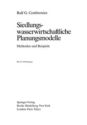 Siedlungswasserwirtschaftliche Planungsmodelle