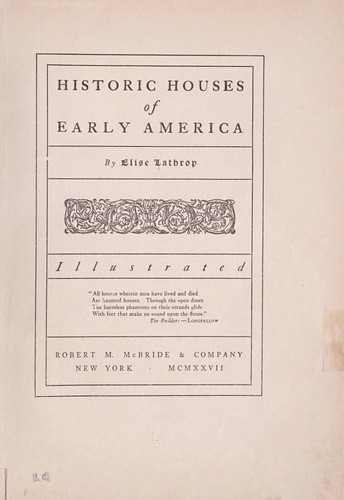 Historic houses of early America