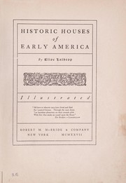 Historic houses of early America
