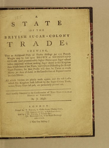 A state of the British sugar-colony trade