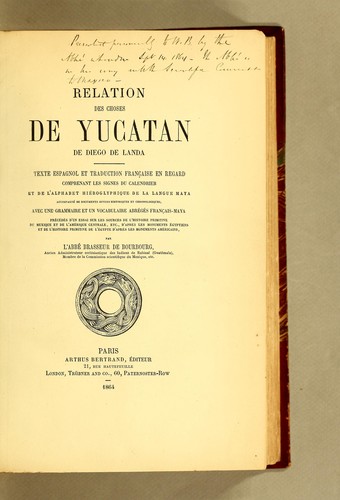 Relation des choses de Yucatan de Diego de Landa