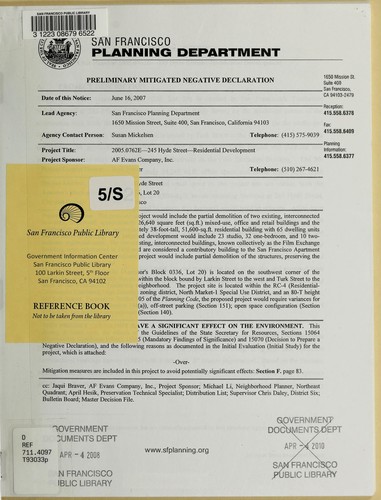 Preliminary mitigated negative declaration