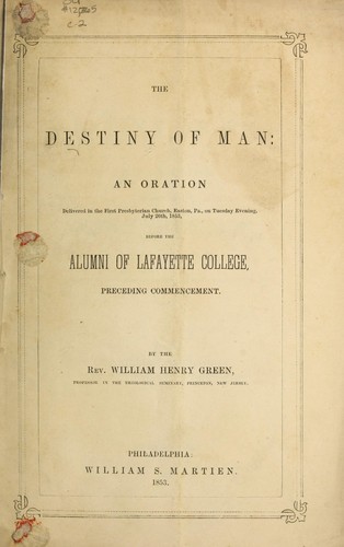 The destiny of man