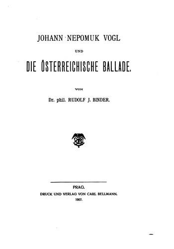 Johann Nepomuk Vogl und die österreichische Ballade