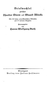 Briefwechsel zwischen Theodor Storm und Eduard Mörike