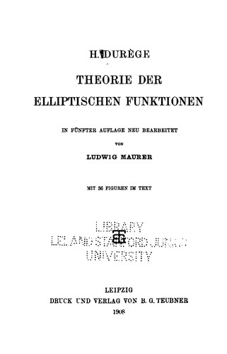 Theorie der elliptischen funktionen