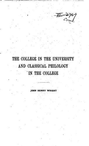 The college in the university and classical philology in the college