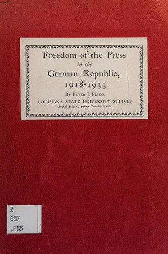 Freedom of the press in the German Republic, 1918-1933