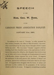 Speech at the Canadian Press Association Banquet, Jan. 31st, 1895