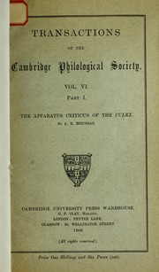 The apparatus criticus of the Culex