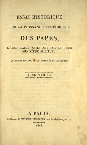 Essai historique sur la puissance temporelle des papes