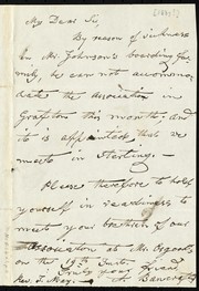 [Letter to] My dear sir
