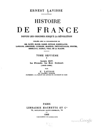 Histoire de France depuis les origines jusqu'à la révolution