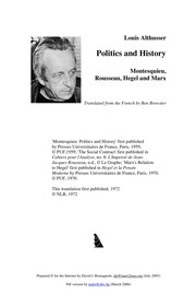 Politics and history: Montesquieu, Rousseau, Hegel and Marx