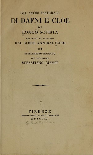 Gli amori pastorali di Dafni e Cloe di Longo sofista