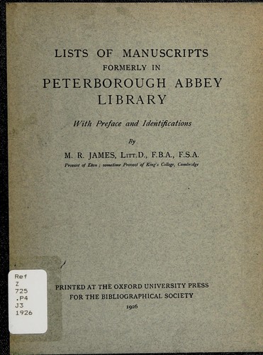 Lists of manuscripts formerly in Peterborough abbey library