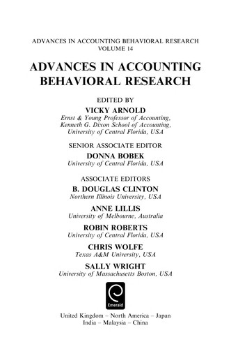 Advances in accounting behavioral research