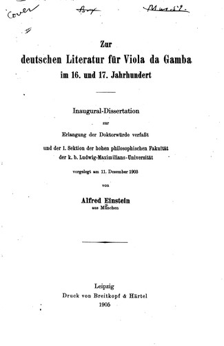 Zur deutschen Literatur für Viola da Gamba im 16. und 17. Jahrhundert
