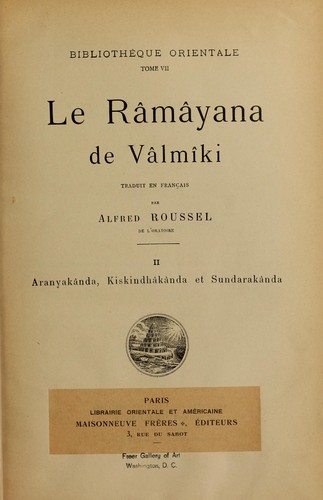 Le Râmâyana de Vâlmâki