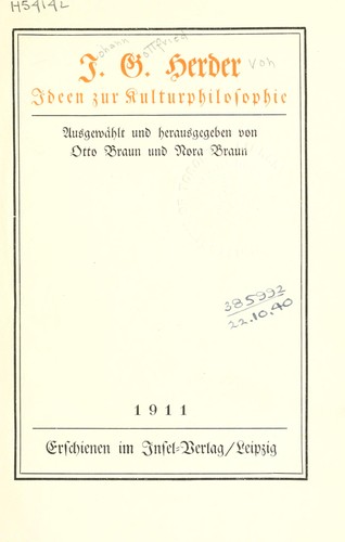 Ideen zur Kulturphilosophie