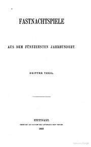 Fastnachtspiele aus dem fünfzehnten Jahrhundert