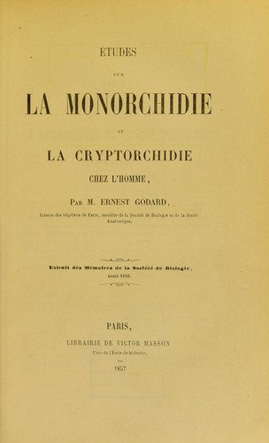 Études sur la monorchidie et la cryptorchidie chez l'homme