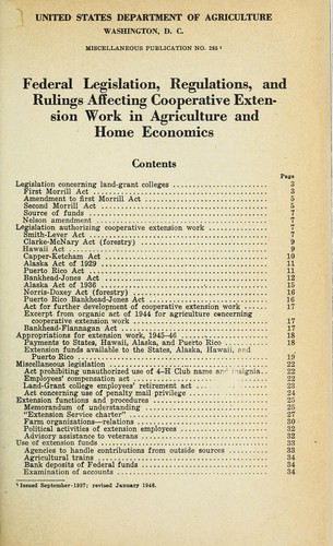 Federal legislation, regulations, and rulings affecting cooperative extension work in agriculture and home economics
