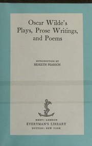 Oscar Wilde's Plays, Prose Writings, and Poems