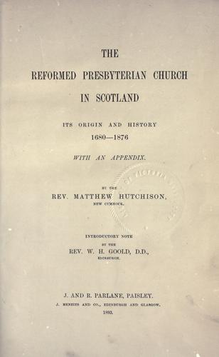 The Reformed Presbyterian Church in Scotland