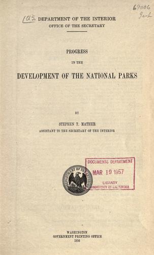 Progress in the development of the national parks