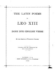 The Latin poems of Leo XIII
