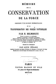 Mémoire sur la conservation de la force
