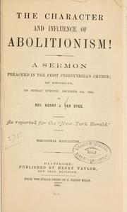The character and influence of abolitionism