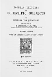 Popular lectures on scientific subjects