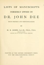 Lists of manuscripts formerly owned by Dr. John Dee