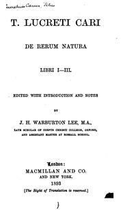 T. Lucreti Cari De rerum natura libri I-III