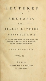 Lectures on rhetoric and belles lettres