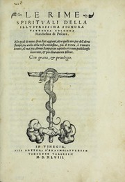 Le Rime spiritvale della illvstrissima Signora Vittoria Colonna Marchesana di Pescara